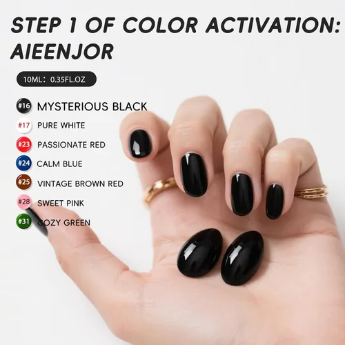 Vista 2 de Esmalte de uñas negro, esmalte de uñas de secado rápido, sin rayas, esmalte de uñas de larga duración para uñas de boda de otoño, manicura acogedora
