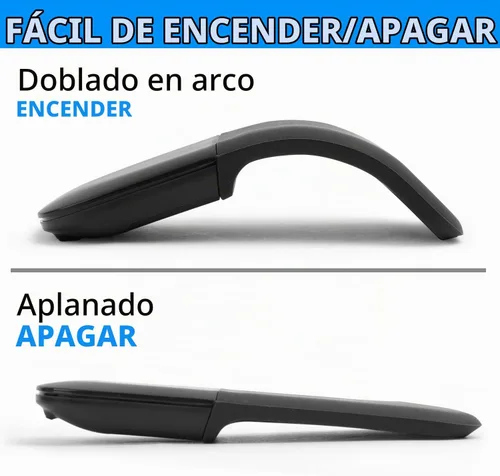 Vista 2 de Ratón plegable inalámbrico Ratones táctiles plegables (2.4G inalámbrico con receptor USB), negro