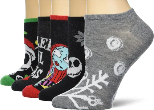 Vista 13 de Disney Women's Nightmare Before Christmas No Show Socks (5 Pack)