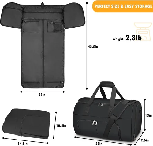 Vista 6 de Pucuwu - Bolsas de viaje para ropa de viaje, convertible para hombres y mujeres, almacenamiento en seco y húmedo, compartimento para zapatos, 2 en 1