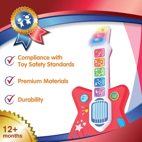 Vista 7 de HAP-P-KID Guitarra mágica táctil, juguete musical iluminado para niños pequeños con control de volumen, instrumento musical con sensor táctil