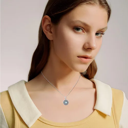 Vista 4 de Silikepa Locket Necklace for Women Mens 925 Sterling Silver Moonstone CelticViking Locket Necklace Holds Photos Moonstone Jewelry Gifts for Women