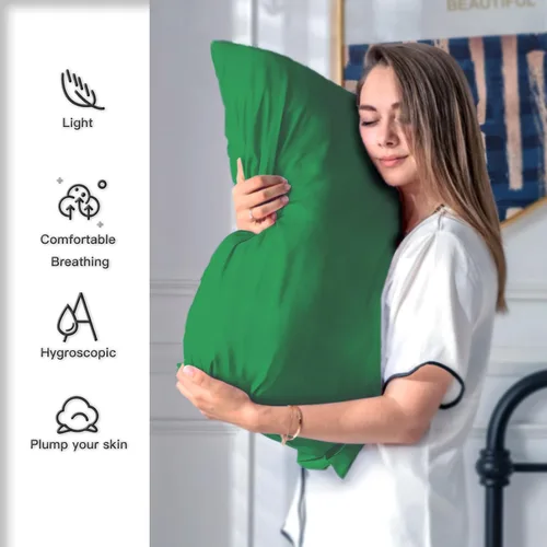 Vista 9 de Funda de almohada de seda para cabello y piel, suave, transpirable y sedosa, juego de fundas de almohada 100% tamaño estándar de 2 piezas, fundas