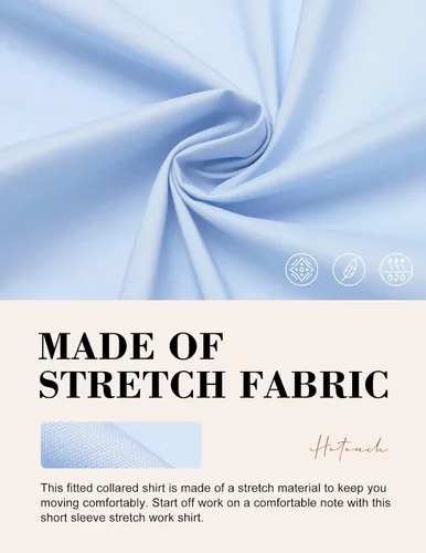 Vista 4 de HOTOUCH Camisa básica con botones para mujer, manga corta, elástica, con cuello y botones