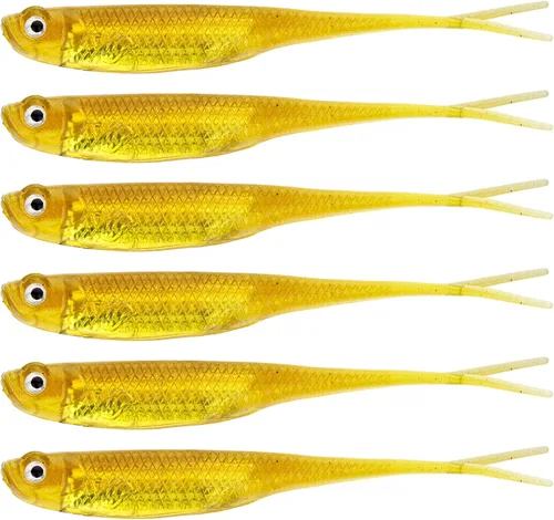 Vista 16 de QualyQualy 5 señuelos de pesca suaves de Swimbait, 6 unidades Jerk Shad Minnow Drop Shot Señuelo para Bass Bait Shad Señuelo suave Jerkbait