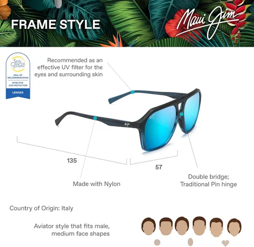 Vista 22 de Maui Jim Gafas de sol polarizadas estilo aviador para hombre