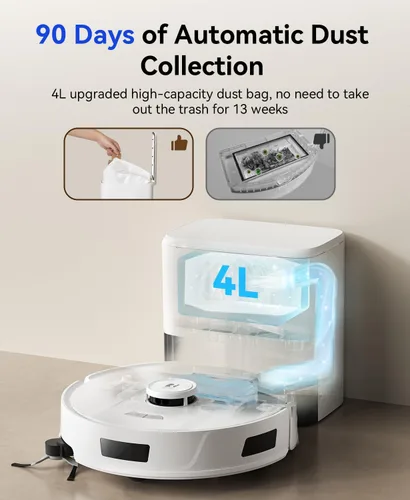Vista 3 de Robot aspirador 20,000 Pa Robot aspirador y trapeador, robot de vacío de 90 días de autovaciado, navegación Lidar, robot aspirador de aplicación
