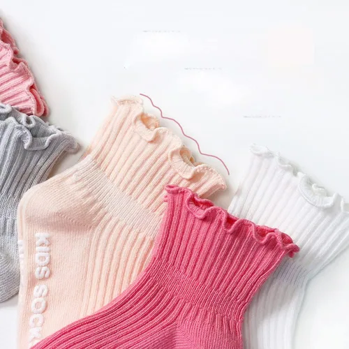 Vista 4 de Calcetines de encaje con volantes vintage para niñas pequeñas, calcetines de tobillo para niñas