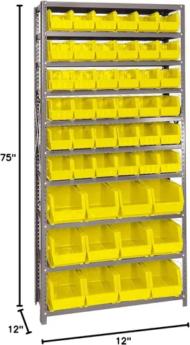 Vista 619 de Quantum QSBU-245BK Heavy Duty Shelving Unit with (7) Shelves and (24) QUS245 Black Bins for Garage Warehouse Storage Distribution 400 lb Load