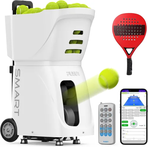 Vista 10 de Padel-Smart-Máquina profesional de pelotas de pádel con control de aplicación, capacidad de más de 100 bolas, batería de 4 a 6 horas, 12 modos