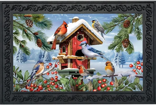 Vista 9 de Briarwood Lane - Felpudo de pájaros del invierno con cardenales