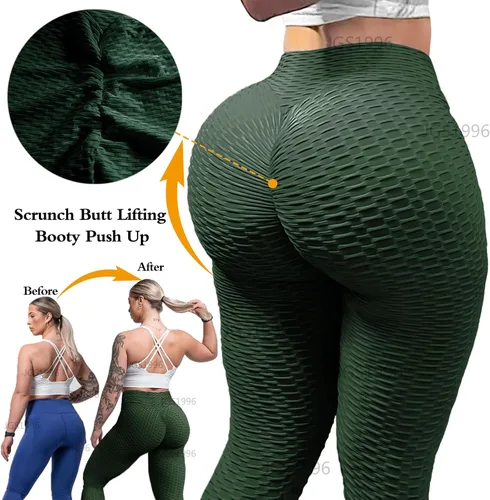 Vista 5 de JGS1996 - Leggings para mujer de levantamiento de glúteos, control de abdomen, entrenamiento, yoga, cintura alta, con fruncido, ajustadas