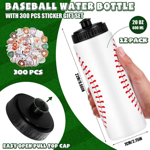 Vista 2 de DI QIU REN 12 botellas de plástico de agua de béisbol de 20 onzas con 300