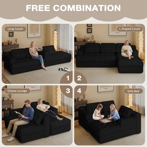 Vista 9 de Sofá deshuesado, sofá modular sin hueso con asiento profundo y diván para espacios pequeños, sofá tapizado en la nube, sofás seccionales sin hueso