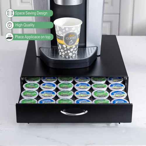 Vista 3 de K Cup Pod - Cajón superior de hierro, soporte para cápsulas de café, compatible con almacenamiento de cápsulas, 42 K cup (negro)
