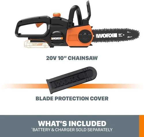 Vista 6 de Worx Motosierra inalámbrica de 20V 10" Power Share con tensión automática (solo herramienta) - WG322.9