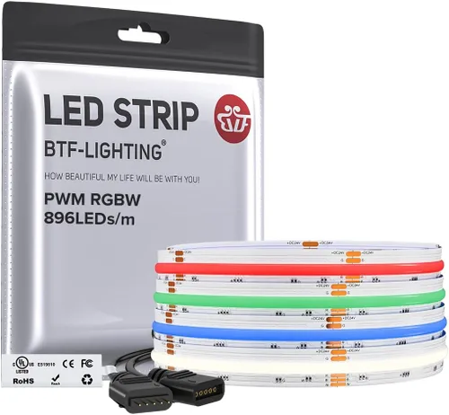 Vista 18 de BTF-LIGHTING FCOB COB Tira de luz LED RGBW 6500K 896LED/m 3m DC12V Flexible de cambio de color de alta densidad y luz uniforme de 12mm de ancho