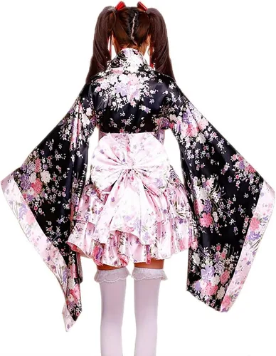 Vista 7 de Sheface Disfraz de Lolita para mujer, estilo kimono japonés, disfraz de anime