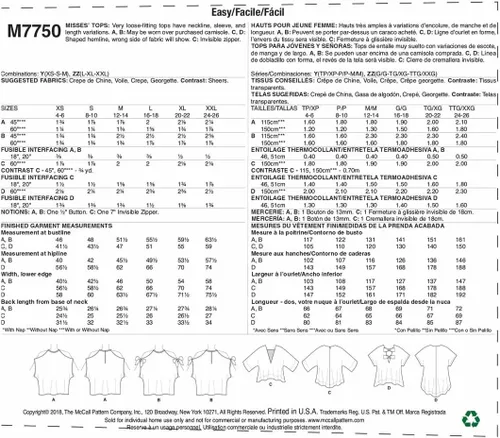 Vista 2 de McCall's Patrones Misses' Tops Patrón de costura, ZZ (LRG-XLG-XXL)
