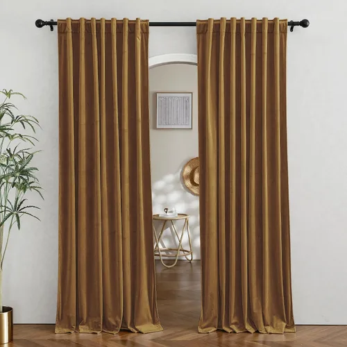 Vista 68 de RYB HOME Cortinas 100% opacas de terciopelo blanco para dormitorio, pestaña trasera y bolsillo para barra, aislamiento térmico, cortinas