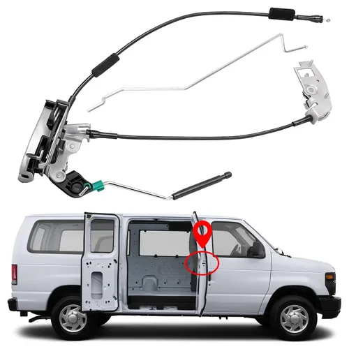 Vista 16 de Cable de pestillo de puerta trasera compatible con furgoneta Ford E350 E250 E150, modelos 1992-2009, lado del conductor, parte superior trasera