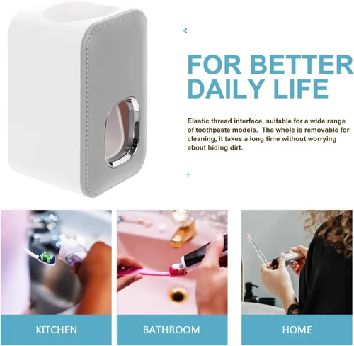 Vista 9 de Zerodeko Instalación fácil de usar del plástico del exprimidor de pasta de dientes del soporte de la pared del cuarto