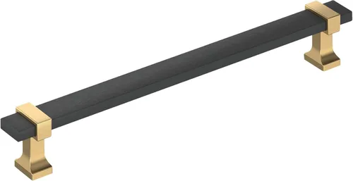 Vista 44 de Amerock Overton - Tirador para gabinete de 96 mm de centro a centro en acabado negro mate cepillado/bronce champán, BP36681BMBCZ