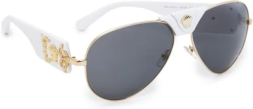 Vista 7 de Versace Gafas de sol Hombre Montura Dorada, Lentes Gris Oscuro, 0MM