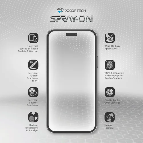 Vista 5 de ProofTech SPRAY ON Protector de pantalla de vidrio líquido para hasta 10 dispositivos, resistente a arañazos y grietas, nanoprotección para todos