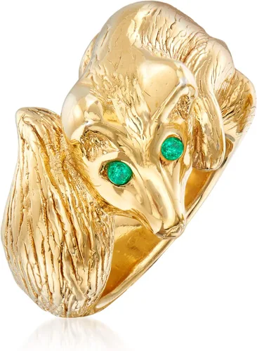 Vista 3 de Ross-Simons Anillo de oro italiano de 18 quilates sobre zorro de ley con detalles de esmeralda