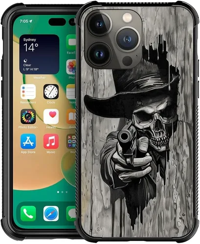 Vista 8 de CARLOCA Funda compatible con iPhone 13 Pro Max, diseño gráfico de identidad de grano de madera negra y roja, a prueba de golpes, antiarañazos