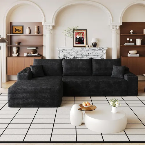 Vista 4 de Sofá modular Cloud de 107 pulgadas, sofá modular en forma de L con diván de gran tamaño orientado hacia la izquierda, sofá de pana de asiento