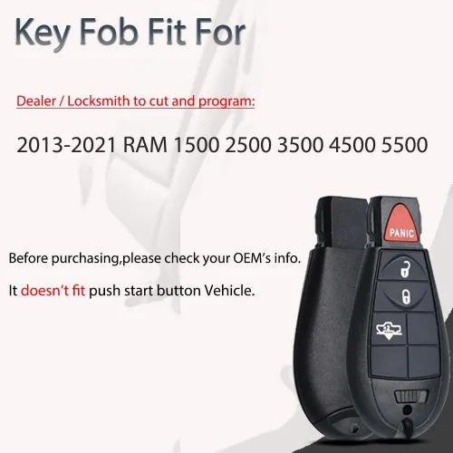 Vista 3 de SUPALAND Llavero de entrada sin llave compatible con Dodge RAM 1500 2500 3500 2013 2014 2015 2016 2017 2018 2019 2020 2021 Control remoto suspensión