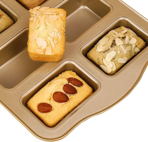 Vista 6 de Mini molde para pan, sartén antiadherente de acero al carbono, molde para pan de 8 cavidades para hornear al horno, dorado