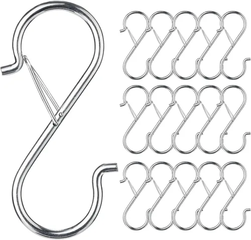 Vista 9 de FSAH 17 piezas de ganchos en S para colgar con hebilla de seguridad, ganchos de acero inoxidable con forma de S de 3.5 pulgadas con bloqueo