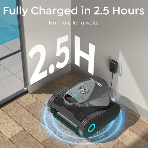 Vista 8 de Limpiador robótico TALOSBO C1 para piscinas, 180 minutos, succión ultra fuerte, limpieza de paredes y líneas de flotación, aspiradora de piscina