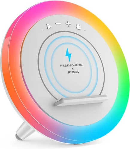 Vista 8 de Swarmir Altavoz Bluetooth con luces, altavoz de carga inalámbrica, las mejores ideas de regalo de cumpleaños para adolescentes, aplicable