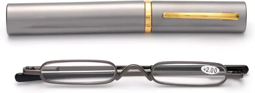 Vista 9 de ZUVGEES Mini lentes de lectura delgados y compactos fáciles de transportar, lectores portátiles ligeros con estuche de tubo con clip para bolígrafo
