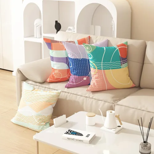 Vista 3 de Funda de almohada estampada, respaldo de dormitorio, almohada cuadrada con patrón de alce nórdico moderno, decoración para el hogar y la sala