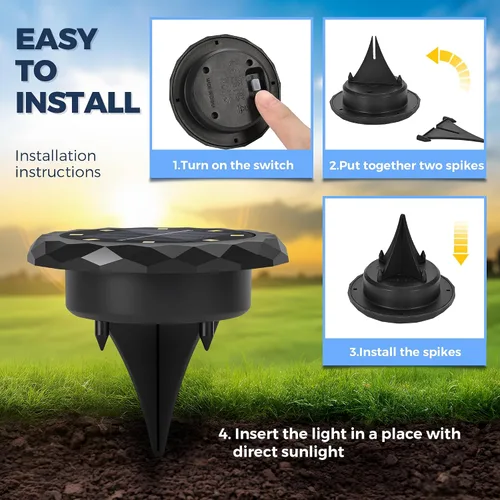Vista 6 de SOLPEX Mini luces solares de tierra, paquete de 12 luces solares para caminos al aire libre, impermeables, luces de jardín para entrada, pasarela