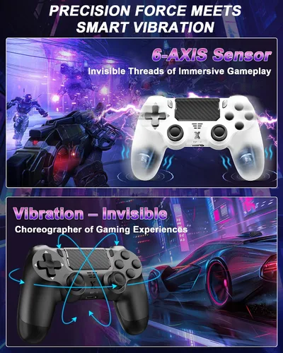 Vista 3 de Quevati Wireless Controller for PS-4, Dual Vibration Game Joystick/Motion Sensing/Touchpad/Speaker/3.5mm Audio Jack Headphone, Upgraded Six-Axis