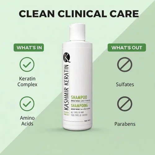 Vista 8 de Kashmir Keratin Champú enriquecido sin sulfato sin parabenos para todo tipo de cabello NUEVA PRESENTACIÓN (8 Fl. Oz)