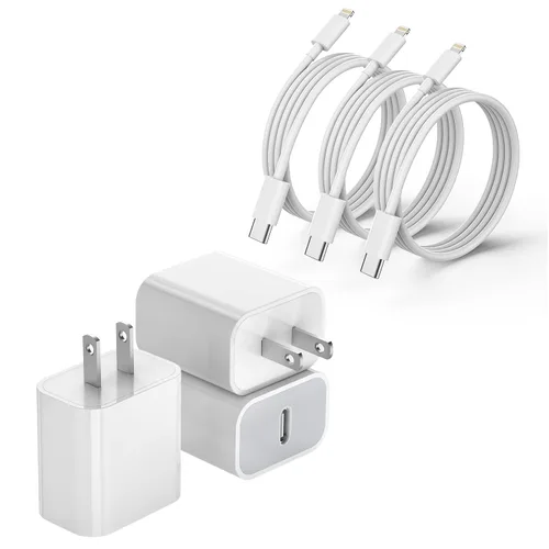 Vista 14 de Cargador para iPhone 16/15 de carga rápida, paquete de 20 W PD USB C cargador de pared rápido Bloque con cable de carga rápida USB C a C