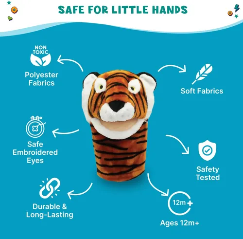 Vista 6 de Get Ready Kids Títere de mano de peluche tigre