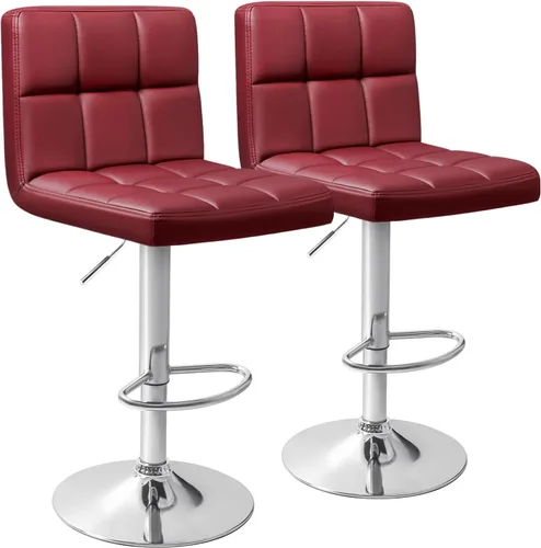Vista 16 de Homall - Taburetes de bar de cuero sintético, con altura ajustable, giratorios, hidráulicos sin brazos, taburete de bar y cocina cuadrado de altura