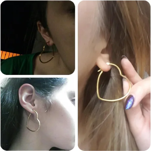 Vista 6 de MengPa Aretes de aro para mujer, chapados en oro negro, aretes de gota, joyería de moda