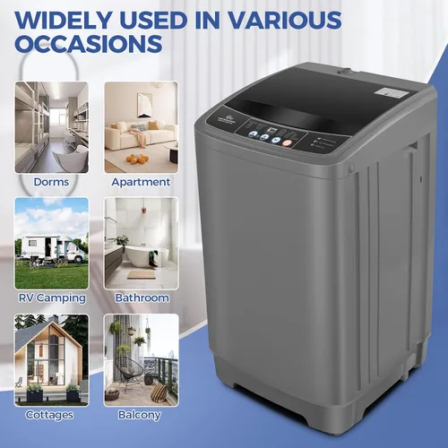 Vista 4 de Nictemaw Portable Washing Machine, 17.8Lbs Portable Washer, LED Display Full Automatic Washing Machine with 10 Programs 8 Water Levels, Drain