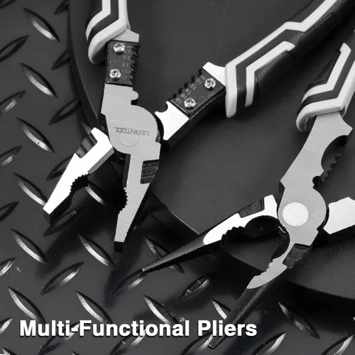 Vista 7 de Alicates combinados con pelacables, engarzador/cortador/llave de 9 pulgadas, 4 en 1, alicates multiherramienta 4 en 1, alicates de corte lateral