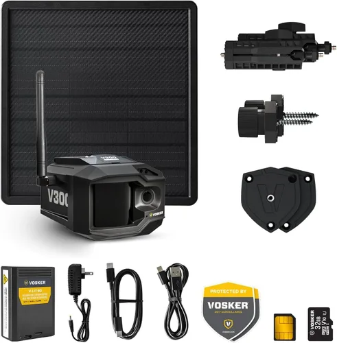 Vista 8 de Vosker V300 Ultimate Farmers Pack - Cámara de seguridad para exteriores con panel solar externo para granjas, pastos e invernaderos, 4G LTE, unidad