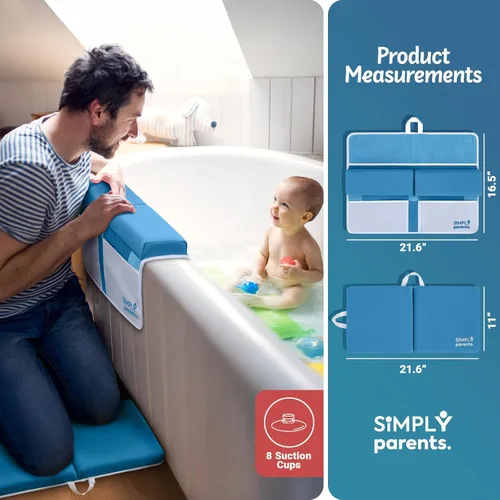 Vista 4 de Simply Parents Cómodo juego de rodilleras y coderas para el baño del bebé, almohadilla antideslizante de secado rápido para bañar al bebé